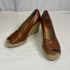 Kors by Michael Kors Brown Leather Platform Espadrille Wedge Heels NO SIZE